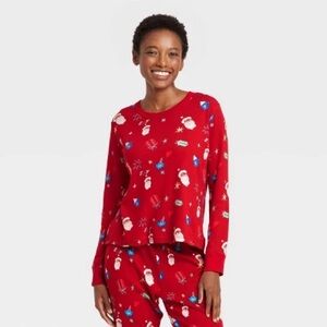 Festive Red Pajama top Santa Christmas